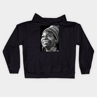 Abstract WPAP Nina Simone with grayscale colors Kids Hoodie